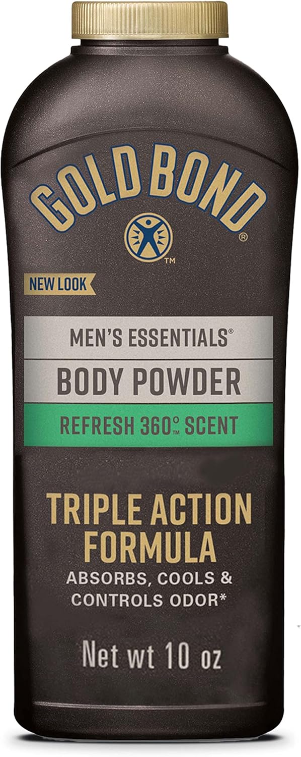 Gold Bond Men's Essentials Talc-Free Body Powder, 10 oz., Refresh 360 Scent, Wetness Protection