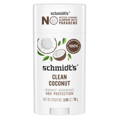 Schmidt's Clean Coconut 48h Aluminum-Free Deodorant with 100% Natural Origin Ingredients 75 g