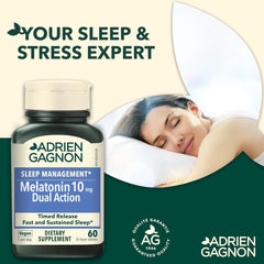 Adrien Gagnon - Melatonin 10 mg (Extra-Strength Dual Action Time-Release), Fast-Dissolving Natural Sleeping Aid, 60 Tablets