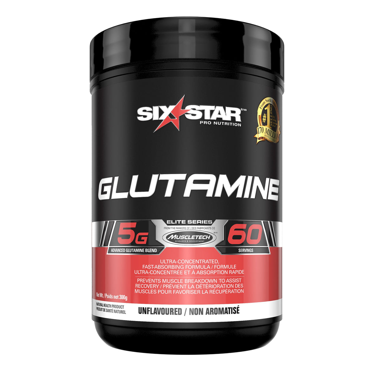 Six Star Glutamine Powder, Six Star L Glutamine Powder, Post Workout Muscle Recovery Supplements, L-Glutamine Powder for Men and Women, Glutamine Supplement, Unflavoured (60 Servings), 300 g (Pack of 1)