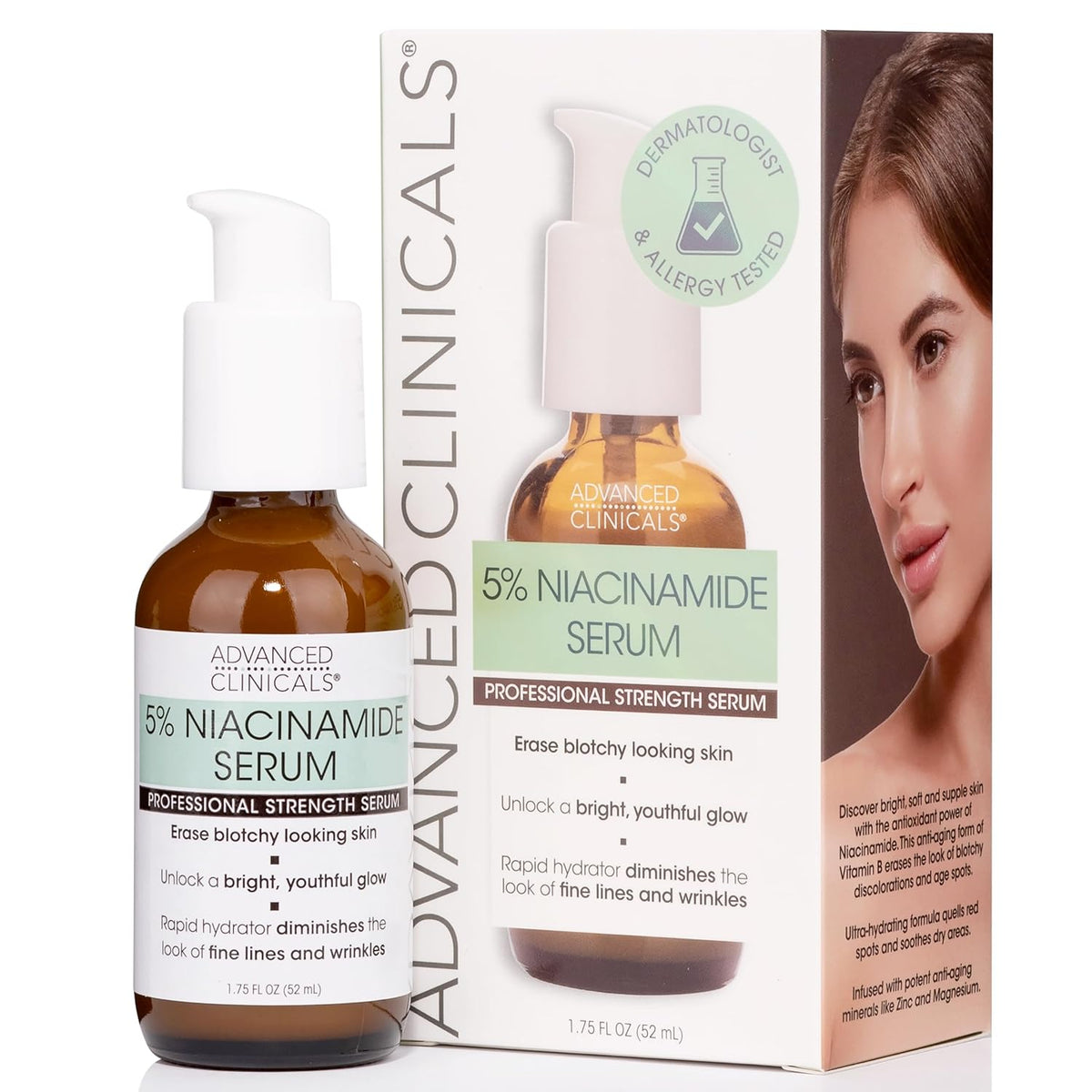 Advanced Clinicals Niacinamide Serum - 5% Niacinamide Serum for Face with Hyaluronic Acid Serum, Ferulic Acid, Aloe Vera, Fruit Extracts - Dark Spot & Age Spot Remover - Skin Serum for Face 1.75 Fl Oz