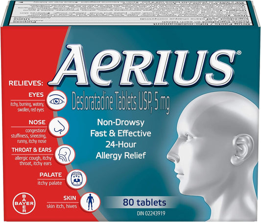 Aerius Allergy Medicine, Fast Relief, 24-Hour, non-drowsy, 15 Symptoms