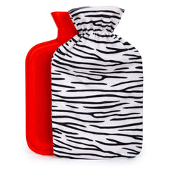 Bodico Hot Water Bottle with Cover, Rubber Heating Pad for Period Cramp Relief, Muscle Pain Relief, and More, Hot Water Bag for Fall Winter Season, Cute Zebra Print, 1.7 L