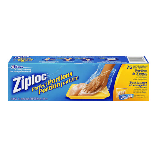 Ziploc Perfect Portions Bags, Freezer Portioning Bags for Food Storage, Meal Prep, and Portion Size Control, Reduces Freezer Burn and Food Contamination, 75 Count