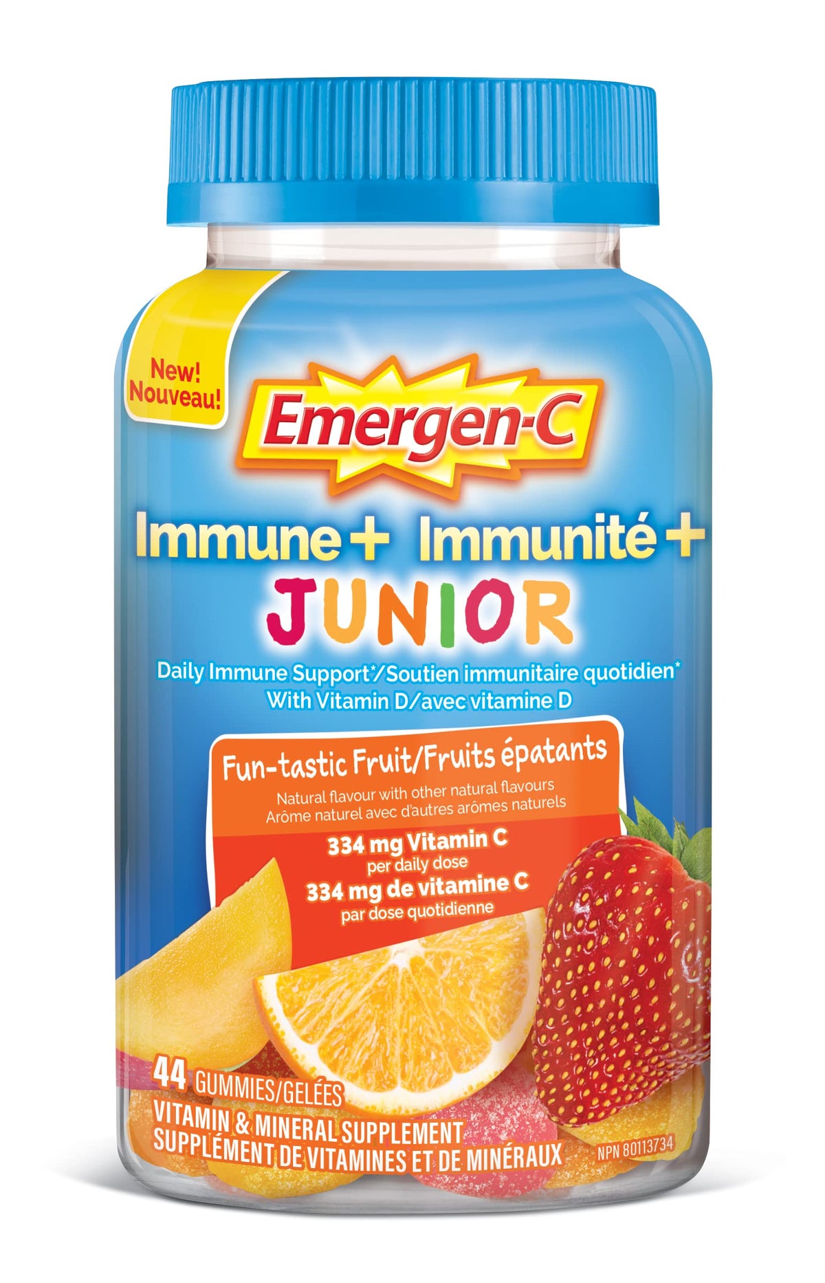 Emergen-C Immune+ Junior Vitamin C Gummy Supplement, Kid's Vitamins Fun-tastic Fruit Flavour, 44 Gummies