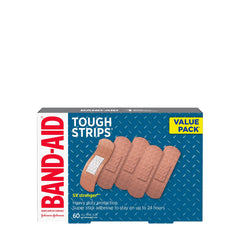 Band-Aid Brand Tough Strips Adhesive Bandages for Wound Care, Durable Protection for Minor Cuts and Scrapes, Extra Large Size, 60 ct