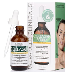 Advanced Clinicals Collagen Face Serum Skin Care Anti Aging Moisturizer For Skin Tightening, Brightening & Hydrating. Facial Collagen Peptide Booster Helps Smooth & Plump Dry Skin, 1.75 Fl Oz