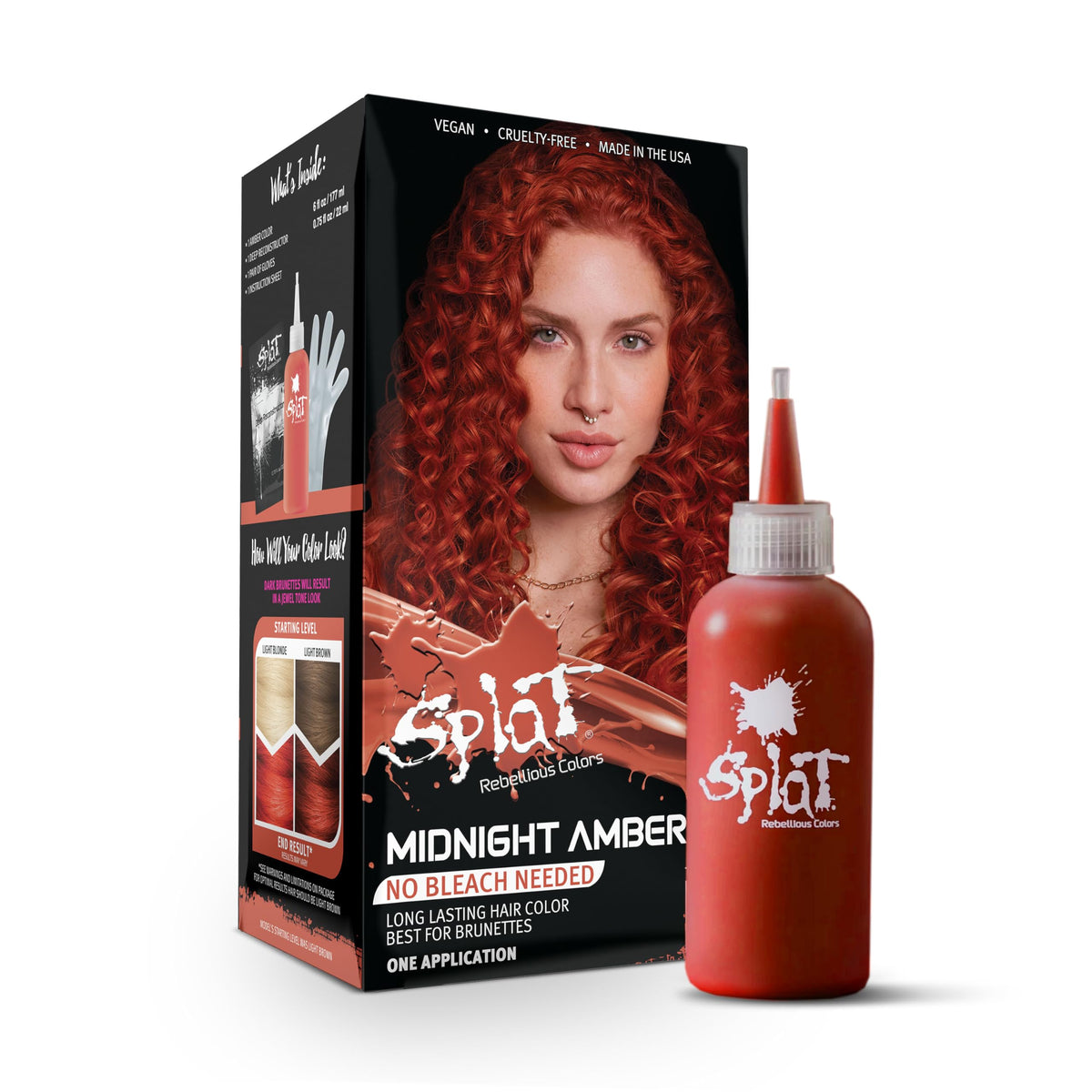 SPLAT Midnight Amber Bleach-Free Hair Coloring Kit – Lasts Up to 30 Washes