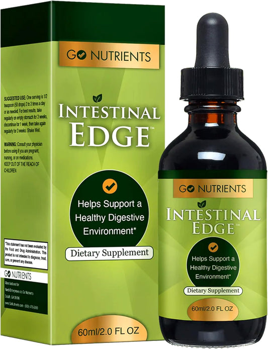 Go Nutrients Intestinal Edge - Digestive Supplement with Black Walnut Hull, Orange Peel, Lavender Flower, Gentian Root, Clove Bud, Wormwood Leaf/Stem, Non-GMO, Soy-Free - 60mL (2 oz.)