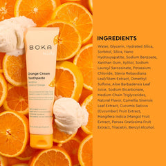 Boka Fluoride Free Toothpaste- Nano Hydroxyapatite, Remineralizing, Sensitive Teeth, Whitening- Dentist Recommended for Adult, Kids Oral Care- Orange Cream Flavor, 4oz (113g) 1Pk - US Manufactured