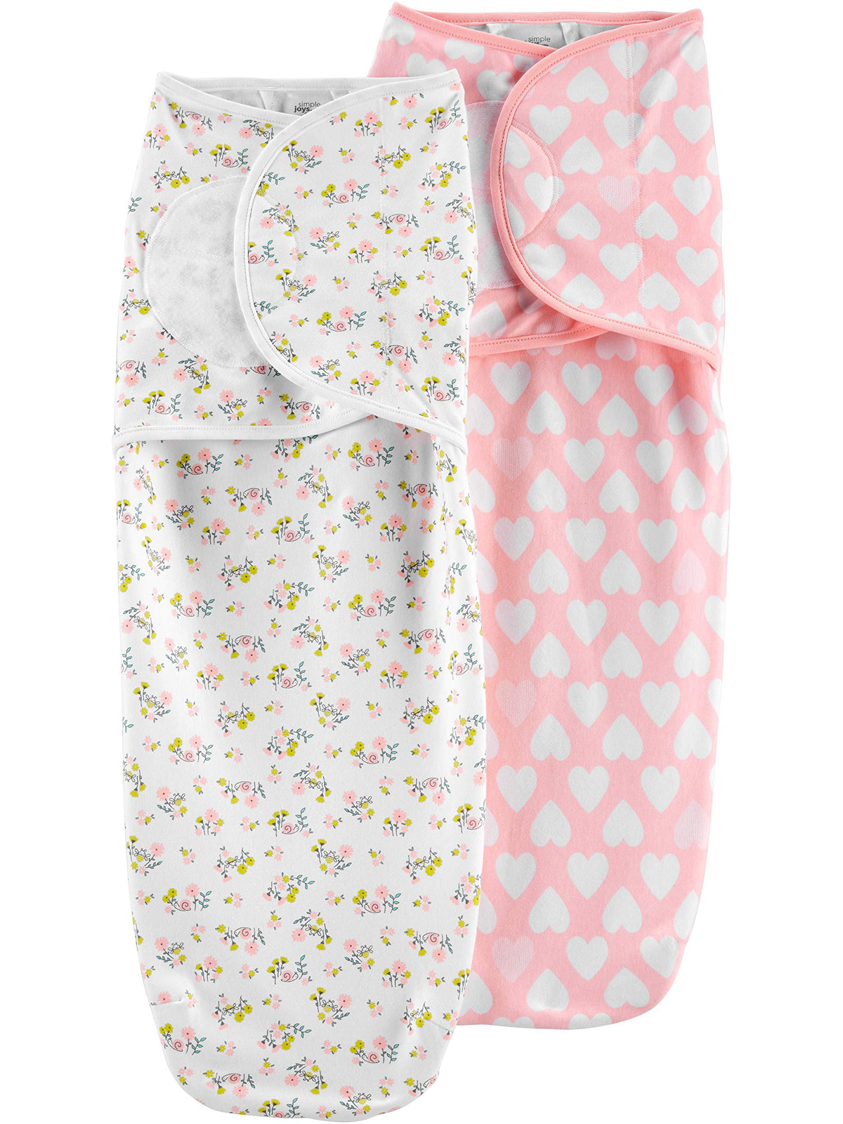 Simple Joys by Carter's Boys' 2-Pack Swaddle Blankets, White/Pink/Teal Blue, Floral, Medium