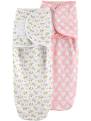 Simple Joys by Carter's Boys' 2-Pack Swaddle Blankets, White/Pink/Teal Blue, Floral, Medium