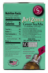 AriZona Green Tea with Ginseng Iced Tea Stix Sugar-Free, Low Calorie Single Serving Drink Powder Packets, Just Add Water for a Deliciously Refreshing Iced Tea Beverage, 10 Count, Pack of 6