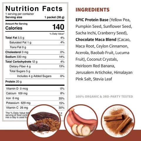 Sprout Living Epic Protein - Chocolate Maca 16x38g