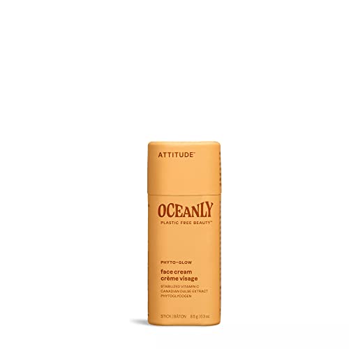 ATTITUDE Oceanly Face Cream Bar, EWG Verified, Plastic-free, Plant & Mineral-Based Ingredients, Vegan & Cruelty-free Beauty Products, PHYTO GLOW, Unscented, 8.5 grams