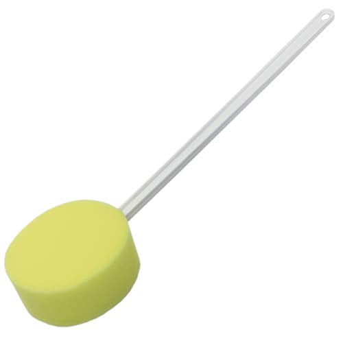 Rehabilitation Advantage Long Handle Scrub Soft Foam Sponge Round, Yellow Sponge, White Handle, 1 count, 847102018881