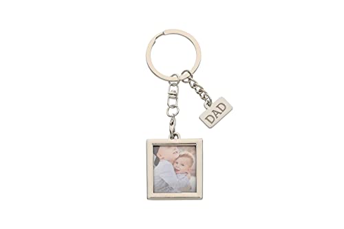 Pearhead Dad Charm Photo Keychain, Gender-Neutral Baby Girl or Baby Boy Keepsake, Father’s Day Accessories, Father Daughter or Father Son Keepsake Frame Keychain, Silver