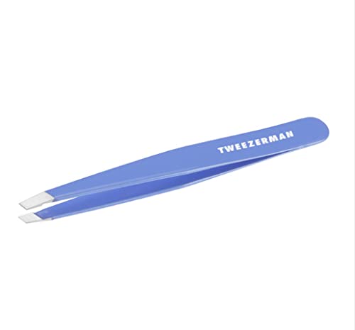 Tweezerman Lapis Blue Stainless Steel Slant Tweezer - Eyebrow Tweezers for Women and Men