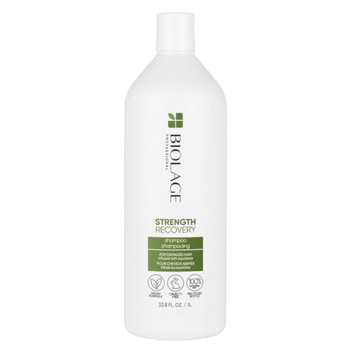 BIOLAGE Shampoo, Strength Recover Shampoo for Damaged Hair, Gently Cleanses and Reduces Breakage, For All Damaged & Sensitized Hair Types, Replaces Keratin Dose & Fiber Strong, Vegan