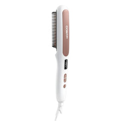 Conair Double Ceramic Straightening Brush, Heated Hair Straightening Brush for Smooth Shiny Hair, V-Shaped Heat Bristles for Closer Contact with Hair