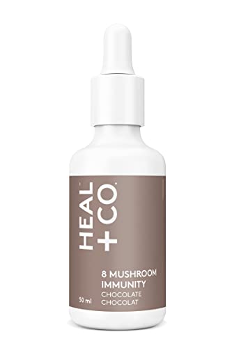 HEAL + CO. 8 Mushroom Immunity Tincture | 8 Medicinal Mushrooms – Chaga, Turkey Tail, Reishi, Shiitake, Cordyceps, Maitake, Lion’s Mane, Himematsutake | Supports Immune Health, Promotes Energy and Fights Stress | 50 mL