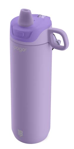 Pogo Active Stainless Steel Insulated Water Bottle with Leak Proof Straw Lid, 18oz, Lilac