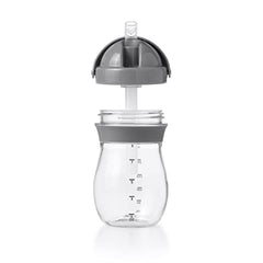 OXO Tot - Transitions Straw Cup - Spill-Proof No Mess - Transition from Bottle, Breast Feeding Sippy Cup - 9 oz - Gray