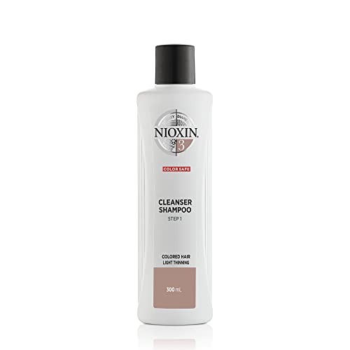 Nioxin System 3 Scalp Cleansing Shampoo with Peppermint Oil, For Color Treated Hair with Light Thinning, 10.1 fl oz