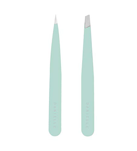 Soft Touch Slant and Point Stainless Steel Tweezers, Seafoam