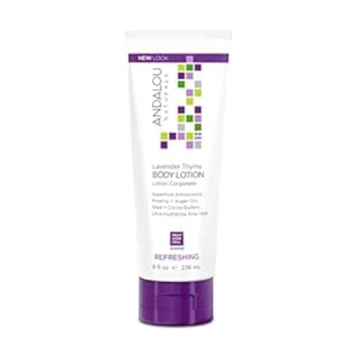 Andalou Naturals Lavender Thyme Body Lotion - Refreshing All Over Body Lotion with Rosehip, Argan Oils, Shea, Cocoa Butter, and Ultra-Hydrating Aloe Vera, 236 mL.