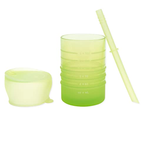 Bumkins Silicone Training Cup, Straw and Lid, Baby, Toddler, Holds 7oz, Ages 12 Months+ (Sage)