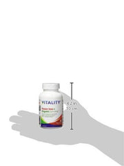 VITALITY Power Iron + Organic Spirulina 30 Veg Capsules (30 Days) - Boosts Energy with Iron Bisglycinate, Vitamin B12, Folic Acid, Vitamin C to Build Blood, Boost Energy