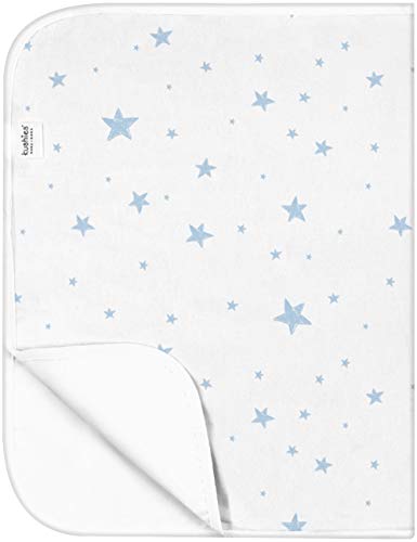 Kushies Deluxe Waterproof Changing Pad Liners - 20 x 30 inches Baby Changing Table Liners - Baby Changing Pads - Diaper Changing Flat Liner Pad Waterproof Portable (White w/Blue Stars)