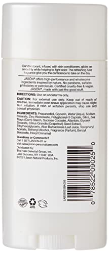 Jason Pure Natural Deodorant Stick - Soothing Aloe Vera 2.5 Oz, 1 ounces [packing may vary]