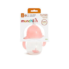 Munchkin Any Angle Click Lock Weighted Straw Trainer Cup, 7 Oz, 1 Pack, Pink