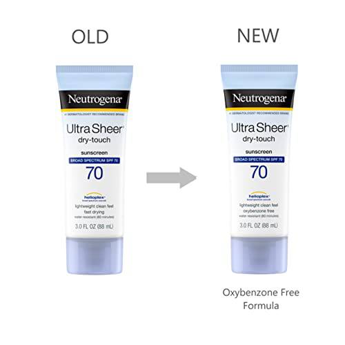 Neutrogena Ultra Sheer Dry-Touch Water Resistant and Non-Greasy Sunscreen Lotion with Broad Spectrum SPF 70, 3 Fl Oz (Pack of 1)