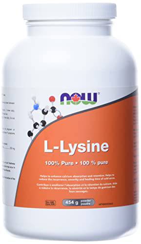 NOW Supplements L-Lysine Powder 100% Pure, 454g