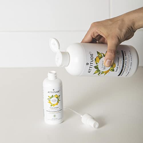 ATTITUDE Hand Sanitizer Refill for Adults & Kids, EWG Verified, Vegan & Cruelty-Free, Lemon Leaves, Refill Format, 473 ml
