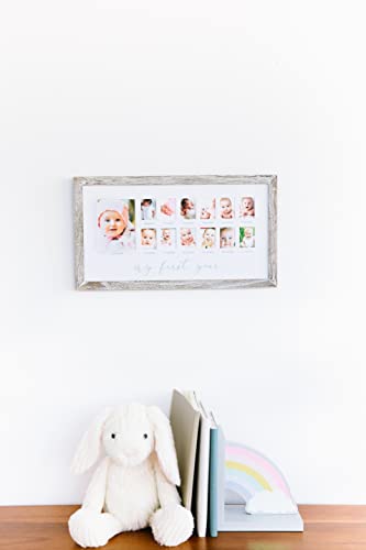 Pearhead My First Year Photo Moments Baby Keepsake Picture Frame, Baby’s First Year Photo Frame, Mother’s Day Accessory, Gender-Neutral Baby Milestone Nursery Décor, Rustic