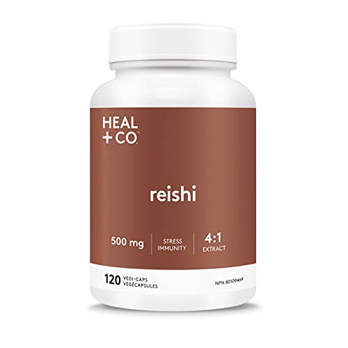 HEAL + CO. Reishi Supplement | High Potency 4:1 extract, 4000 mg per serving | Stress + Immunity | 120 x 500 mg Capsules