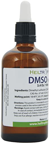 Low odor DMSO - Dimethyl sulfoxide liquid (3.4 Oz - 100ml), Pharmaceutical grade, High purity, Heiltropfen