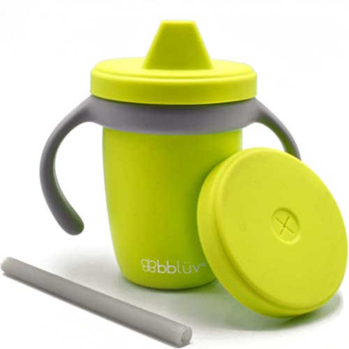 bblüv – Küp - 4-in-1 Durable Spill-Proof Transition Sippy Cup for Toddlers and Children - Food-Grade Silicone Baby Cup, Lime, 240 ml