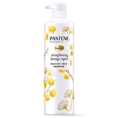 Pantene Sulfate Free Shampoo, Hair Strengthening Anti Frizz Damage Repair with Castor Oil, Safe for Color Treated Hair, Nutrient Blends, 440 mL