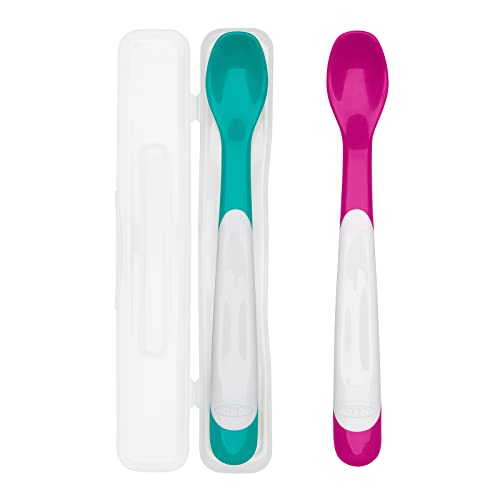 OXO Tot On-The-Go Infant Feeding Spoon with Case, Teal & Pink