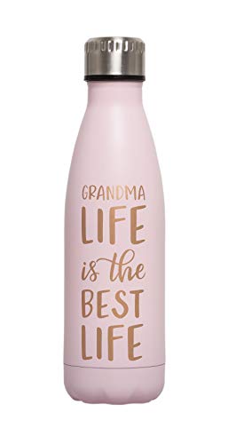 Pearhead Grandma Stainless Steel Water Bottle, BPA Free, Best Grandmother, New and Expecting Grandma Accessory, Travel Bottle, Pink, 17oz