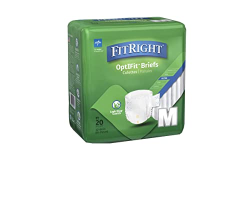 FitRight Ultra Adult Briefs with Tabs, Heavy Absorbency, Medium, 32"-42" (Pack of 20)
