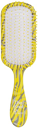 Conair The Knot Dr. Pro Printed Detangling Brush with Flexalite bristles For Women, Men All Hair Types-Lengths Wet To Dry (61709C), Yellow