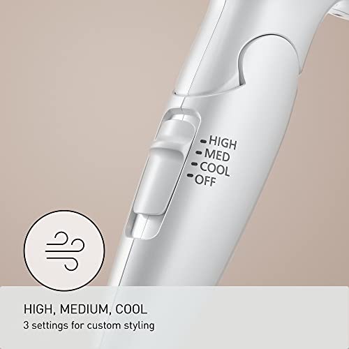 Panasonic EHNA2C Hydrating Nanoe Salon Travel Hair Dryer with Oscillating Quick Dry Nozzle, White