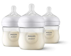 Philips Avent Natural Baby Bottle With Natural Response Nipple, Clear, 4oz, 3 pack, SCY900/03