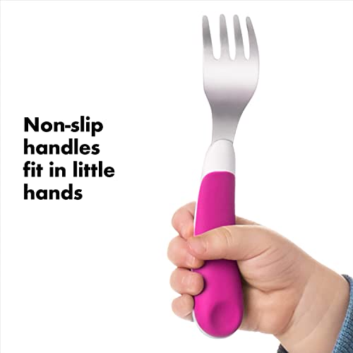 OXO Tot - Fork & Spoon Set - Durable stainless steel - Baby Toddler Feeding Utensils - Gray